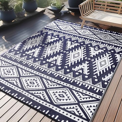 OLANLY Outdoor Rug 6x9 ft Waterproof Reversible Boho Mat by OLANLY