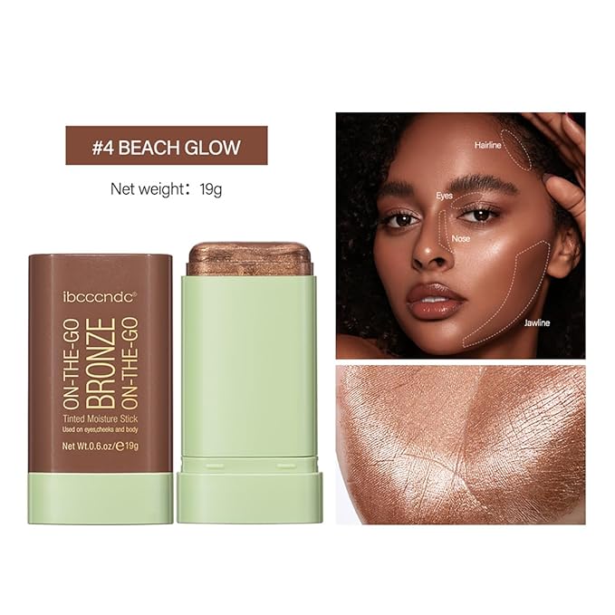 Multi-Use Makeup Blush Stick, Beauty Tinted Solid Blush Stick,Facial Contouring Highlight & Brighten Face Stick, Waterproof Moisturizer Stick, Suitable for All Skin (4#Beach Glow)
