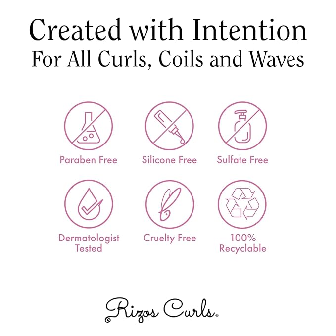 Rizos Curls Curl Defining Cream for Wavy, Curly, Coily, Kinky Hair Frizz Control, Defines, Softens, Moisturizes, Adds Shine for Hair Types Sulfate & Paraben Free