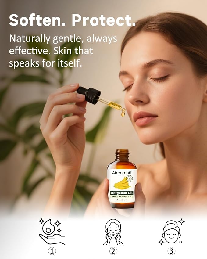 Bergamot Essential Oil Pure Citrus Oils Aromatherapy for Natural Reed Diffuser & Soap Making Fall Scents Room Spray Skin 4 Fl Oz