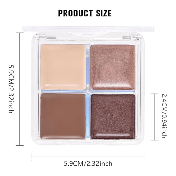 Cream Eyeshadow Quad, Nude Brown Matte Shimmer Eyeshadow Palette Makeup, Neutral Eye Shadow Palette for Older Women Pigmented Waterproof, sombras para ojos, 03