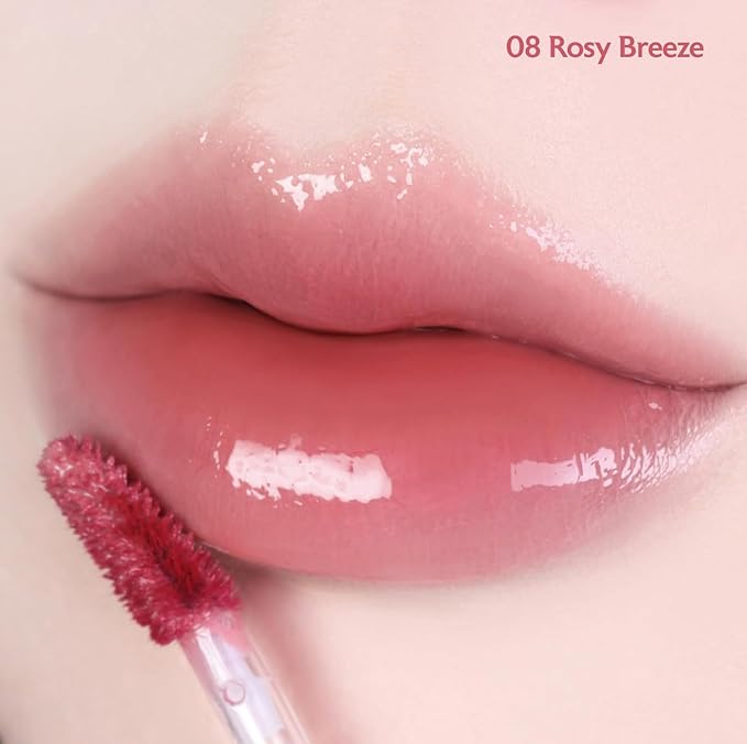 MILKTOUCH Jelly Fit Lip Tint (08 Rosy Breeze) with Cooling Plumping Effect and Water-Based Non-Sticky Texture | Long Lasting Korean Beauty Lipstain Tinted Gloss Oil Brown K Makeup