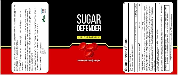 Sugar Defender - Sugar Defender Drops, Sugar Defense Super Formula, Sugar Defender 24, Sugar Defender Supplement, Sugar Defender Liquid, Defender Drop,Sugar Metabolism (60 Capsules) -2Pack