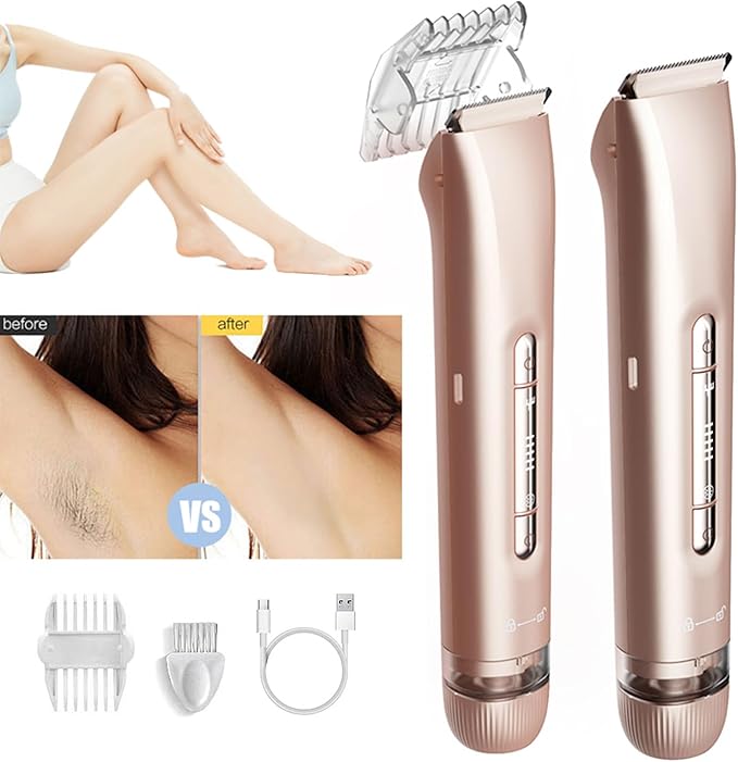Dermave Bikini Shaver,Bikini Trimmer for Women,2025 Upgrade Dual Head Shaver Women,2 in 1 Wet & Dry Waterproof Electric Bikini Trimmer for Face, Body & Intimate Areas(Pink Rose)