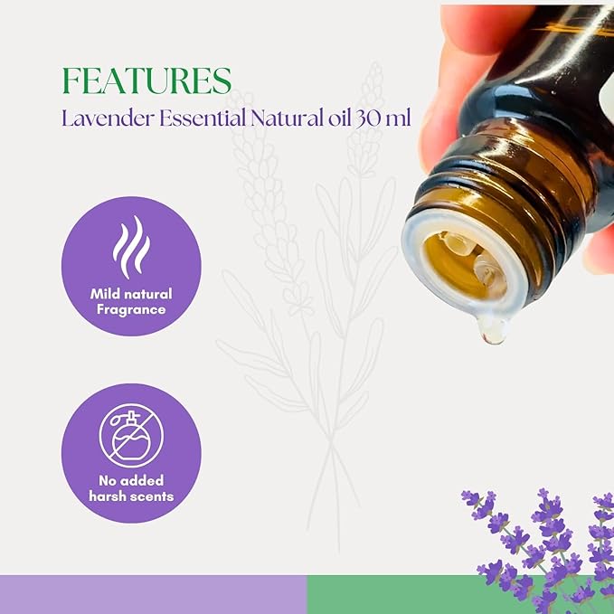 Roots & Above Pure Natural Lavender Essential Oil 1.01 oz/30ml for Diffuser, Skin, Hair, Self-Care, Soap & Candle Making Scent Fragrance