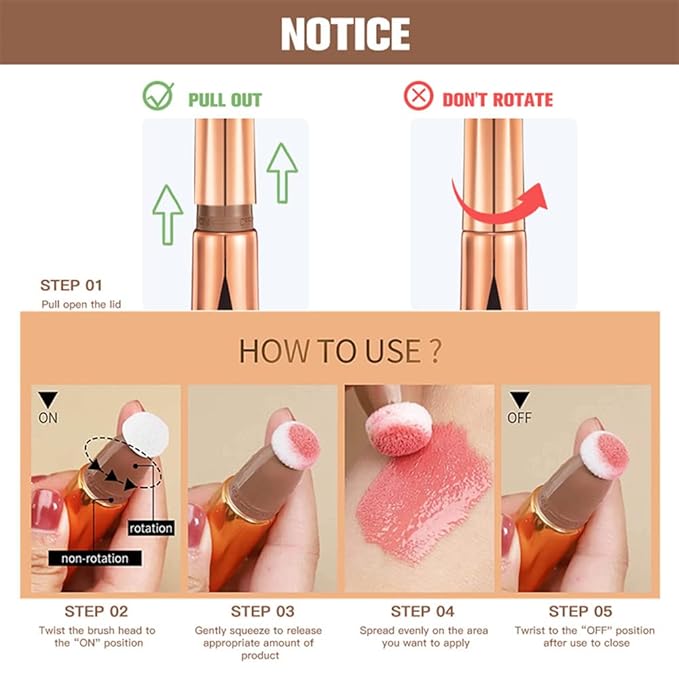 Go Ho Liquid Blush Beauty Wand,Soft Cream Blush Makeup,Liquid Blush for Cheeks Contouring with Cushion Applicator,Easy to Blend & Long Lasting & Smooth Natural Dewy Finish,01# Bliss Pink Blush Liquid