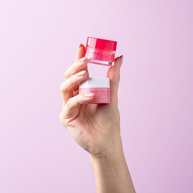 W7 Sweet Dreams Lip Scrub & Overnight Lip Mask Duo - 2Pcs Set - Strawberry Flavour - Exfoliate, Condition, Soothe & Hydrate