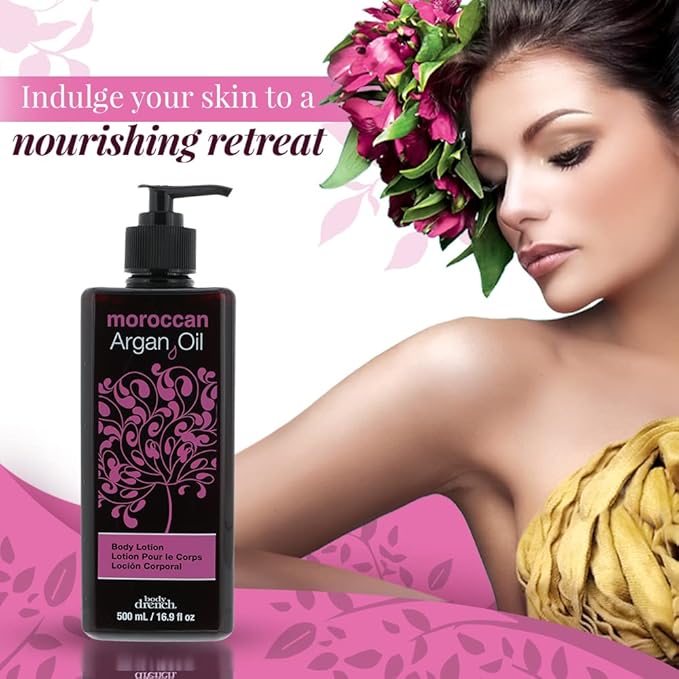 Body Drench Argan Oil Body Lotion – Hydrating & Moisturizing Lotion for Dry Skin with Moroccan Oil, Softens and Smooths Skin, 16.9 fl oz