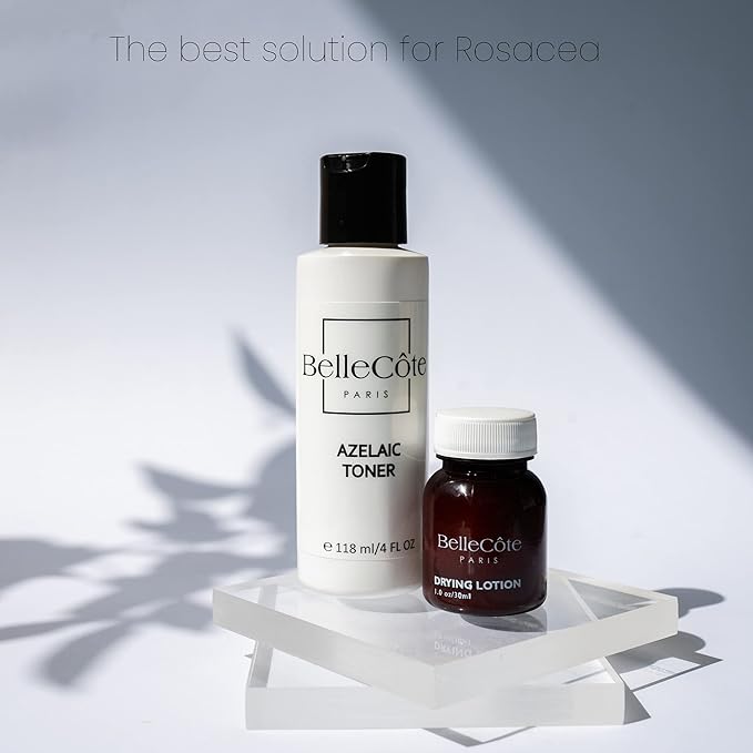 Azelaic Toner & Drying Lotion Duo - Face Treatment Set for Rosacea & Cystic Acne, Soothing Redness Relief, Shrinks Whiteheads & Pores | Normal to Oily Skin