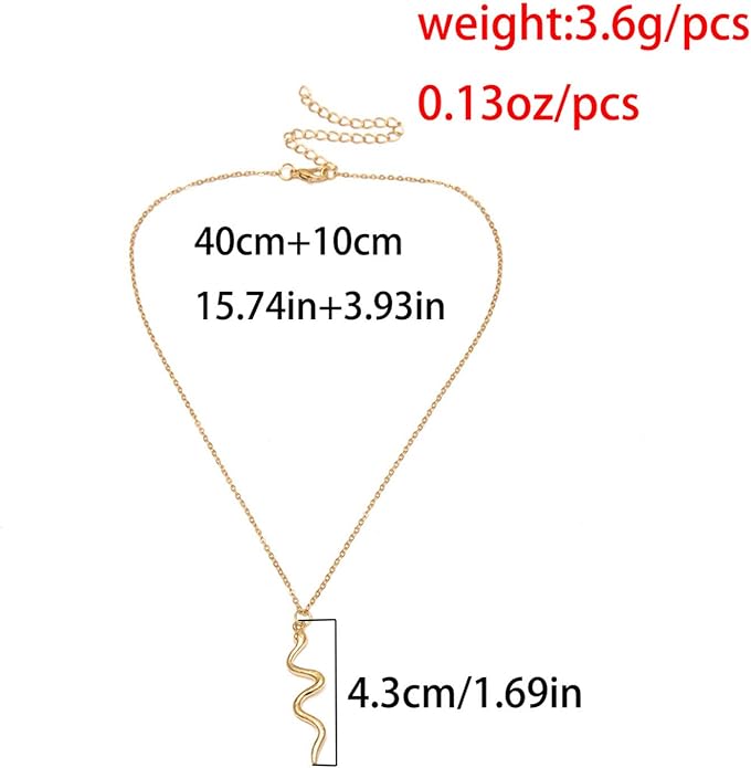 Snake Pendant Necklace Punk Serpent Drop Necklace Vintage Animal Necklaces Chain Jewelry for Women and Girls