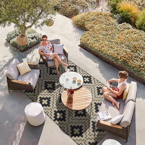 SAND MINE Waterproof Outdoor Rug 5x8 ft, Reversible Plastic Straw Area Rug - Image 7