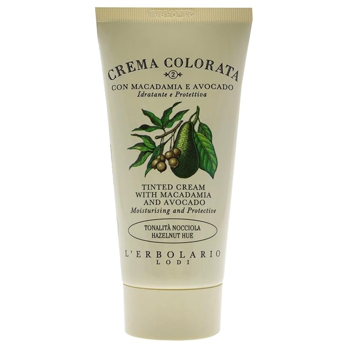 L'Erbolario Tinted Face Cream - Moisturizer Face Cream - Innovative Makeup Lotion - Protects Your Skin From Wrinkles and Dryness - Tinted Cream with Macadamia and Avocado - Hazelnut Hue - 1.6 oz