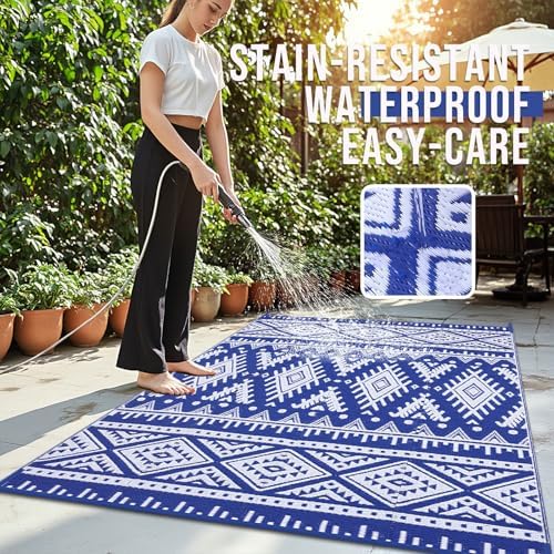 OLANLY Outdoor Rug 9x18 ft Waterproof Reversible Boho Mat - Image 3
