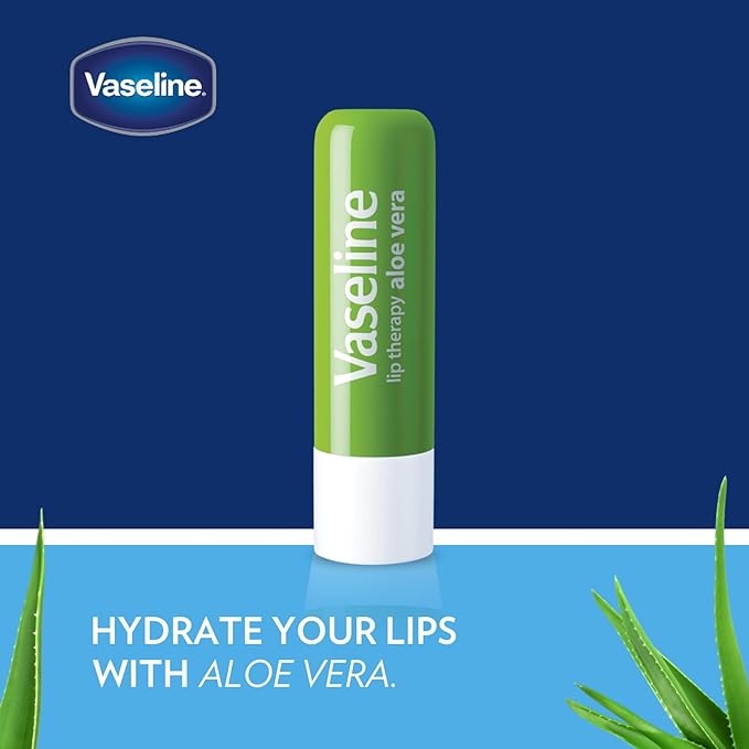 Vaseline Lip Therapy Aloe Fresh - Hydrating Lip Balm Pack, Vaseline Stick, Lip Moisturizer for Dry Lips, 0.16 Oz Each (Pack of 12)