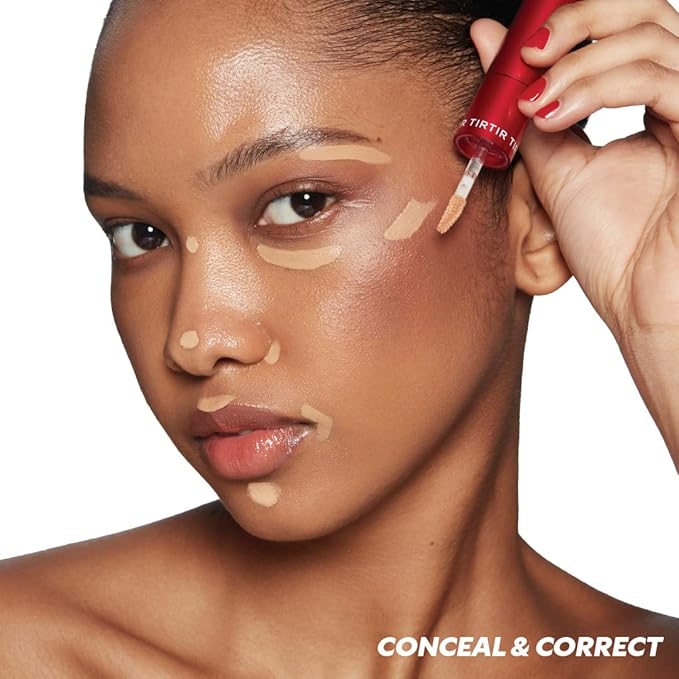 TIRTIR Glide&Hide Blurring Concealer - Creamy texture, Conceals dark circles and wrinkles, Dual formula (liquid tip & balm stick), Long-lasting wear, Korean Makeup, #1N, 0.28 Oz