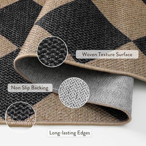 Lahome Checkered Easy Jute Front Door Mat, 2x3 Kitchen Outdoor Rug Washable - Image 4