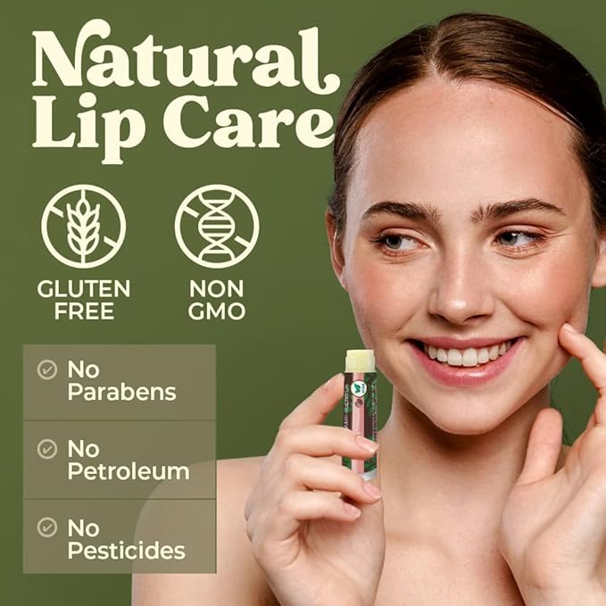 Vegan Lip Balm by Earth’s Daughter, Beeswax Free Lip Balm, Natural, Organic Flavors - 4 Pack of Assorted Flavors, Plant Based Vegan Chapstick, Lip Moisturizer