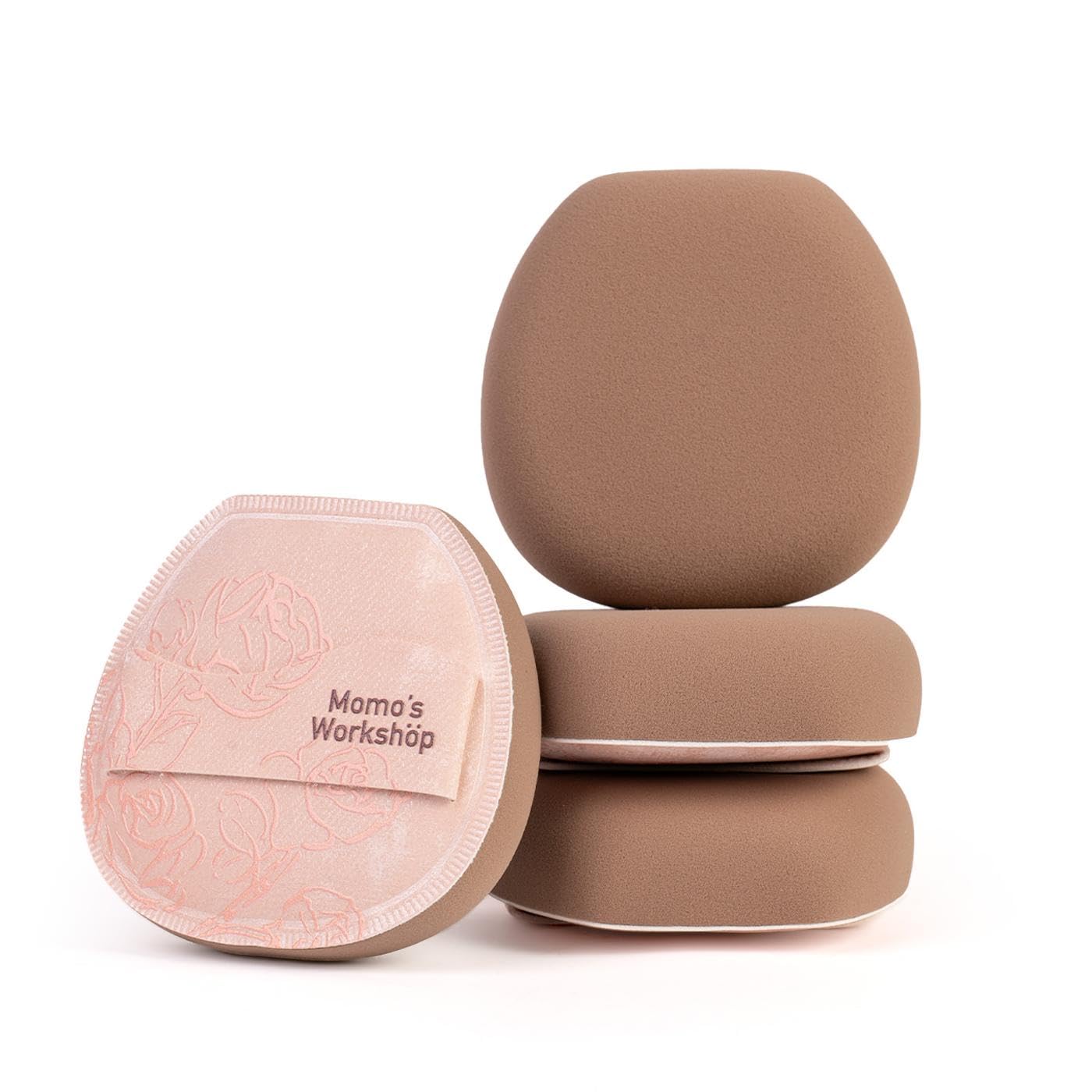Makeup Sponge, Rubycell, Flat-cut Shape,Foundation Sponges with Glossy PU Leather, for Liquid/Sheer Foundations, Cosmetic Puff, Medium Bounce,Travel Friendly & Reusable,2pcs & Storage Case