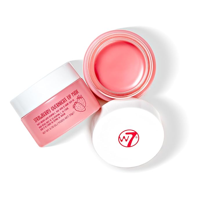 W7 Super Sweet Dreams Strawberry Lip Mask - Vitamin E, Aloe Vera and Grape Seed Oil - For Hydrated, Full Looking & Irresistible Lips - 0.67 Fl Oz