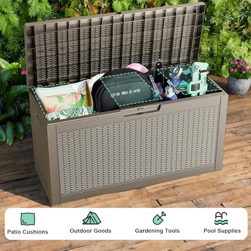 PatioZen 60 Gallon Resin Deck Box, Lockable Outdoor Storage Box - Image 7