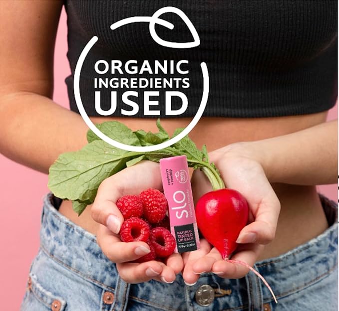 Slo | Natural Tinted Lip and Cheek Balm - All Natural Ingredients, Vegan & Cruelty Free, Hydrating & Soothing, Plastic Free, Paper Packaging | Cherry Blush, 0.28oz