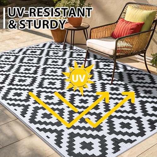 Smiry Outdoor Rug 9x18 ft Waterproof Reversible Boho Mat - Image 5