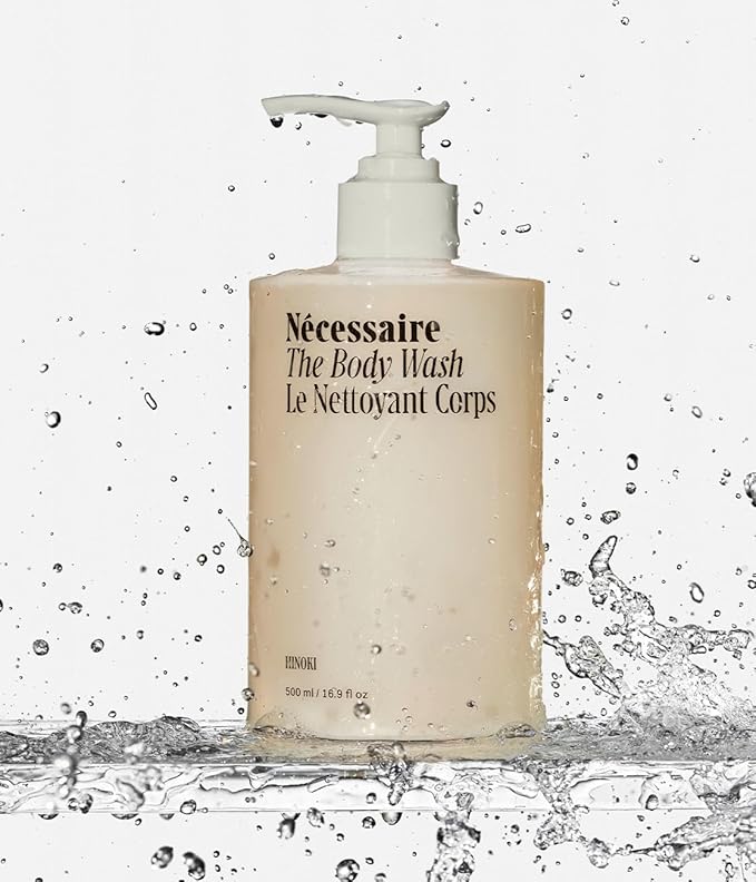 Nécessaire The Body Wash Hinoki. Natural Body Wash for Women & Men, Softening Shower Gel with Gentle Exfoliating Acids AHA/BHA/PHA. Gel Cleanse,16.9 fl oz
