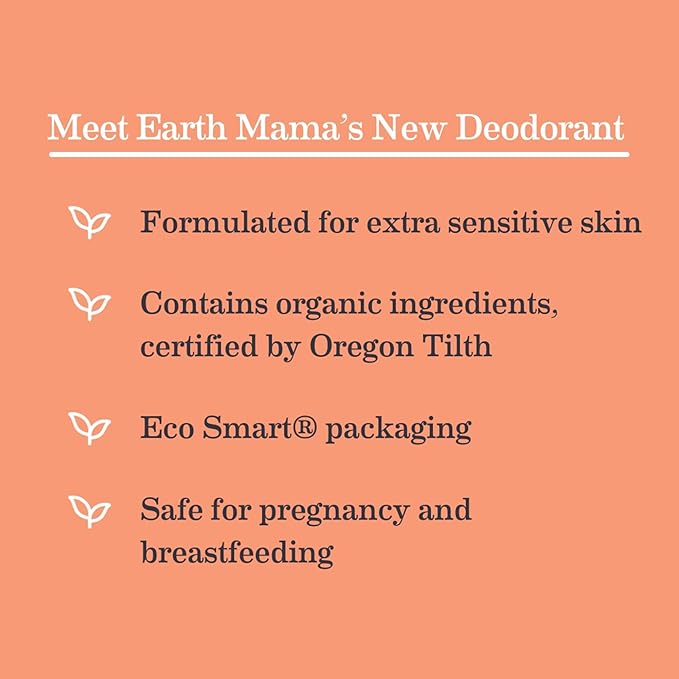 Earth Mama Bright Citrus Deodorant | Safe for Sensitive Skin, Pregnancy and Breastfeeding, Contains Organic Grapefruit and Calendula, No Baking Soda or Aluminum, 2.65-Ounce (2-Pack)