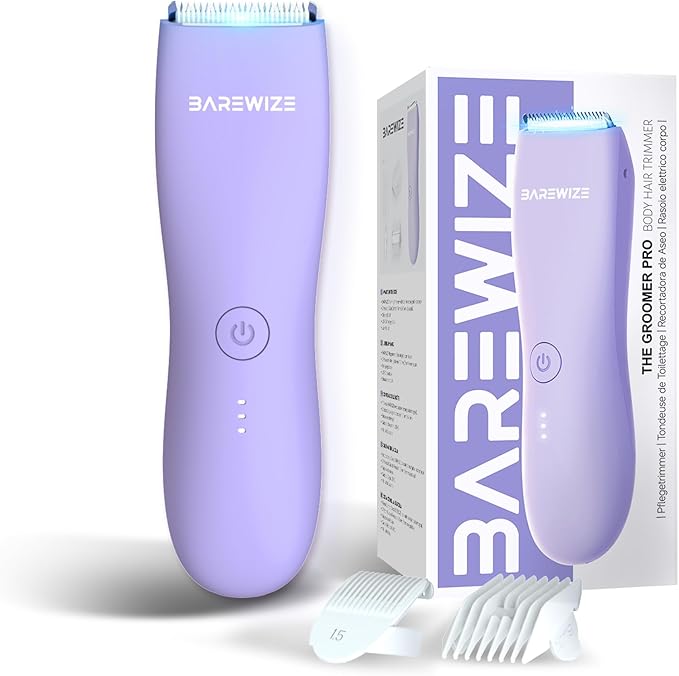 Bikini Trimmer for Women, Pubic Hair Trimmer, Waterproof, USB-C Rechargeable, LED Light, Replaceable Blade, Electric Razors for Women, Electric Lady Shaver (Amethyst Purple)