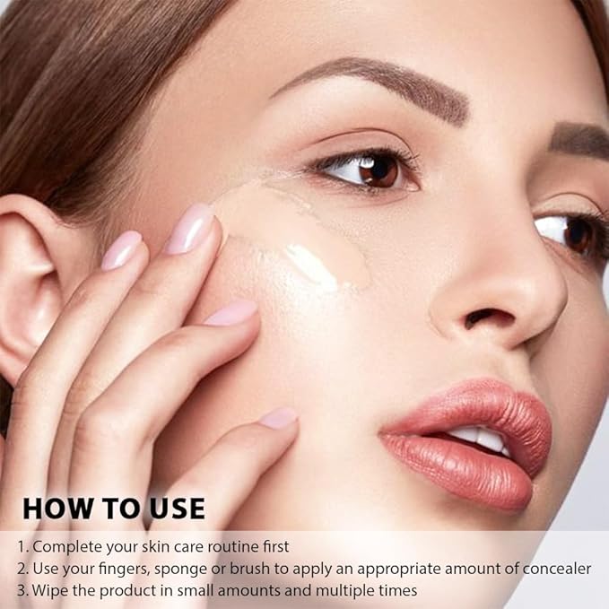 Pro Under Eye Full Coverage Liquid Concealer to Cover Dark Circles, Scars, Redness, Spots, Fine Lines, Corrector Anti-Aging Natural Finish, Moistening Smooth Cream, Waterproof 0.4 fl oz - Light#