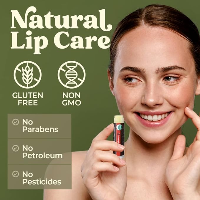 USDA Organic Lip Balm 6-Pack by Earth's Daughter - Fruit Flavors, Beeswax, Coconut Oil, Vitamin E - Best Lip Repair Chapstick for Dry Cracked Lips - Moisturizing Lip Care