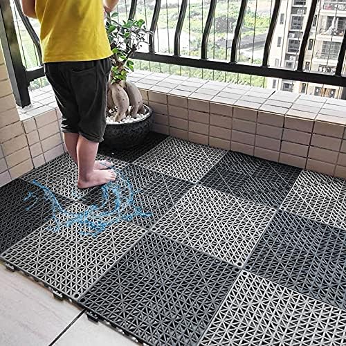 12 Pack 12 x 12 Interlocking Rubber Bathroom Flooring Tiles Non-Slip Splicing - Image 6