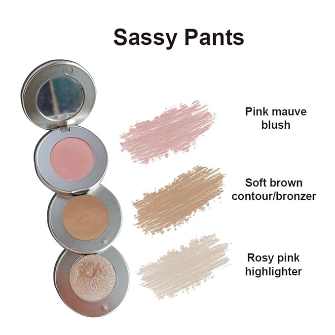 Blush Contour and Highlighter Palette, 3 in 1 Face Contouring, Pink Blusher for Cheeks and Natural Glitter Highlighter Powder Makeup Palet with Brush and small Mirror, Compact Stackable