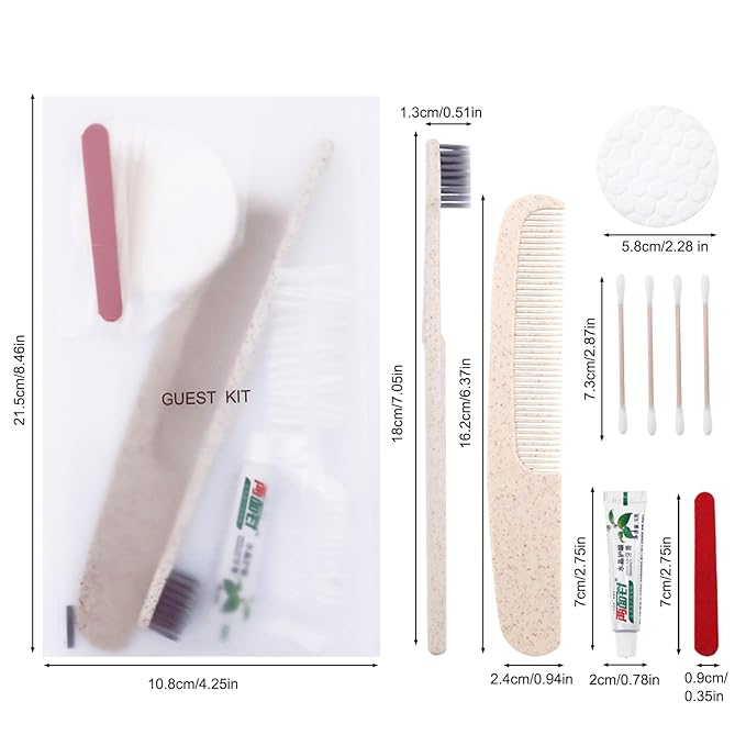 Hygiene Kit, Hygiene Kit Bulk, Travel Hygiene Kit with Toothbrush, Toothpaste, Care Package, Comb, Shower Cap, Individually Packed, Suitable for Hotel, Home, Camping, Travel (20-Pack)