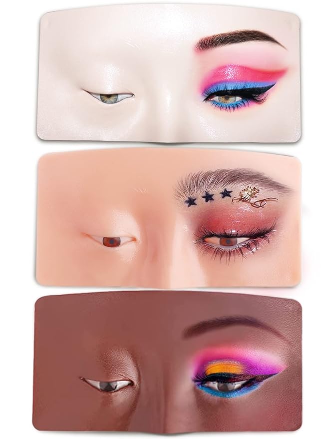 Makeup Practice Face, Bueuo 3 Pcs Makeup Practice Board Makeup Mannequin Face 3D Realistic Pad for Makeup Artist Makeup Beginner Self-taught or Professional Enthusiasts