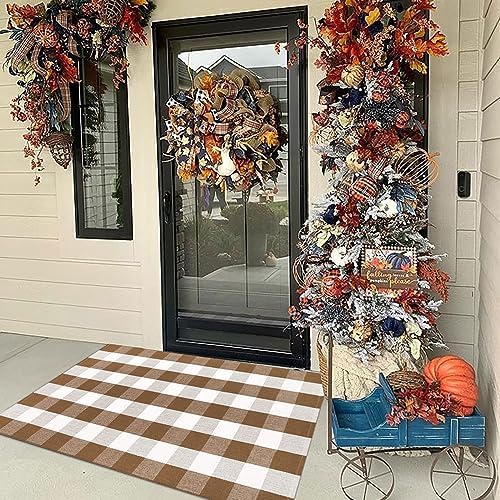 Bottalive Buffalo Plaid Outdoor Rugs, Layering Rug - Image 4