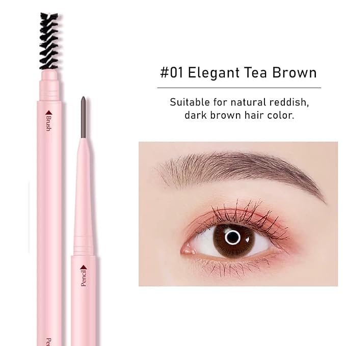 Eyebrow Pencils for Women,1Pack Micro Eyebrow Pencil Waterproof Smudgeproof,Ultra-Precise Tip Long-Lasting Brow Pencils for Natural Looking Eyebrows,Built-In Spoolie Brush,01 Elegant Tea Brown.