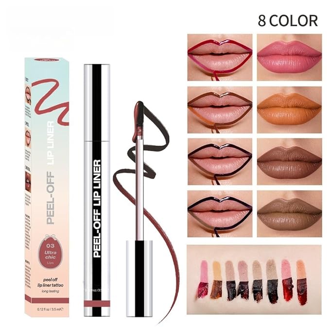 Longwear Peel-off Lip Stain Marker Peel Off with Vitamin E - Smudge-Resistant Lip Liner & Base for All Skin Types (03#)