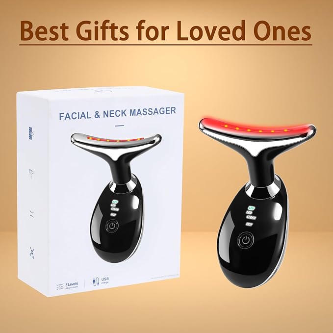 VGY 7-in-1 Face Massager Tool for Skin Care, Multi-Function Electric Red Light Therapy for Face, Wrinkles, Double Chin (Black)