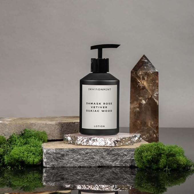 Environment Inspired by 5-Star Hotels FMT Lotion, 300ml Luxury Scented Lotion (Damask Rose | Vetiver | Guaiac Wood) Bathroom Luxury, Men & Women High-End Body Lotion, Hand Cream, Dry Skin Treatment