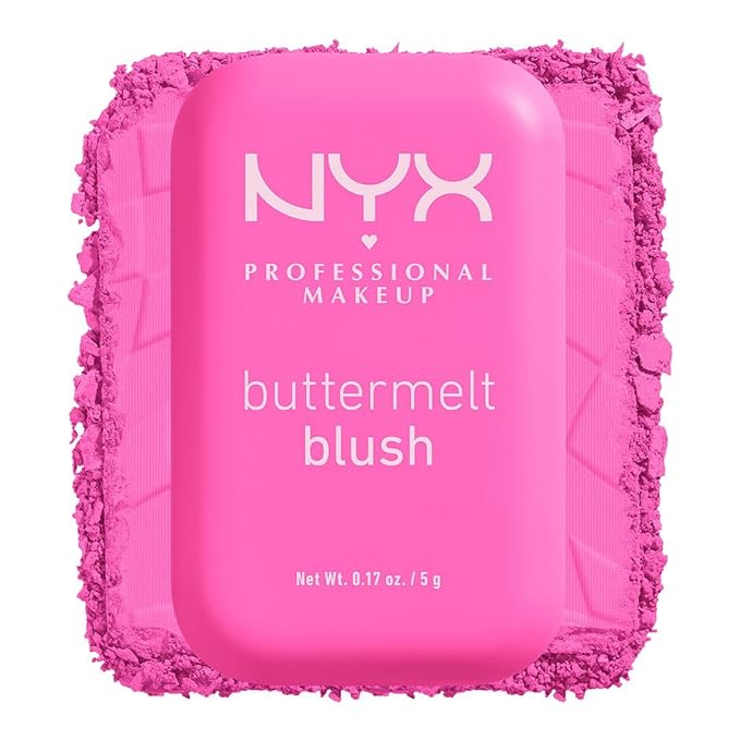 NYX PROFESSIONAL MAKEUP Buttermelt Powder Blush, Fade and Transfer-Resistant Blush, Up to 12HR Make Up Wear, Vegan Formula - My Butta Half
