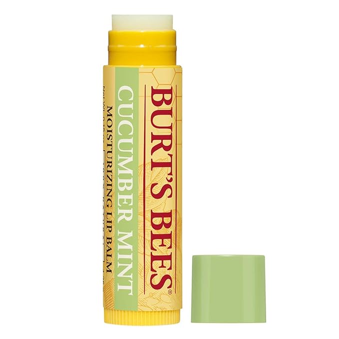 Burt's Bees 100% Natural Origin Moisturizing Lip Balm, Cucumber Mint with Beeswax, 4 Tubes