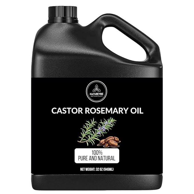 Naturevibe Botanicals Castor Rosemary Oil 32 Ounces | 100% Pure and Natural | Great for Skin Care and Hair Care