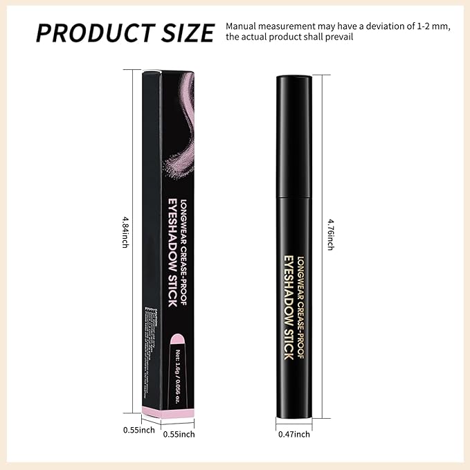 Erinde Waterproof Eyeshadow Stick, Cream Eye Shadow Stick, Long-Lasting, Crease-Proof, Cream to Powder Buildable & Blendable Eye Shadow Pencils Crayon, Vegan & Cruelty-Free, 09 Champagne