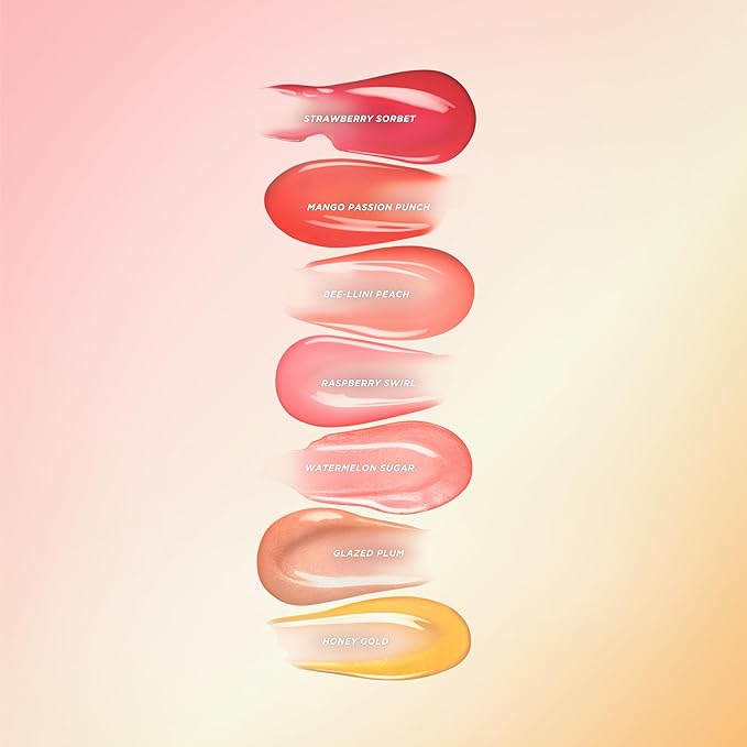 Gisou Honey Infused Hydrating Lip Oil, Nourishing Lip Moisturizer for Dry Lips, High Shine, Smooth Finish, Sheer Pinky Red Shade, Juicy Strawberry Scent, Strawberry Sorbet, 8ml