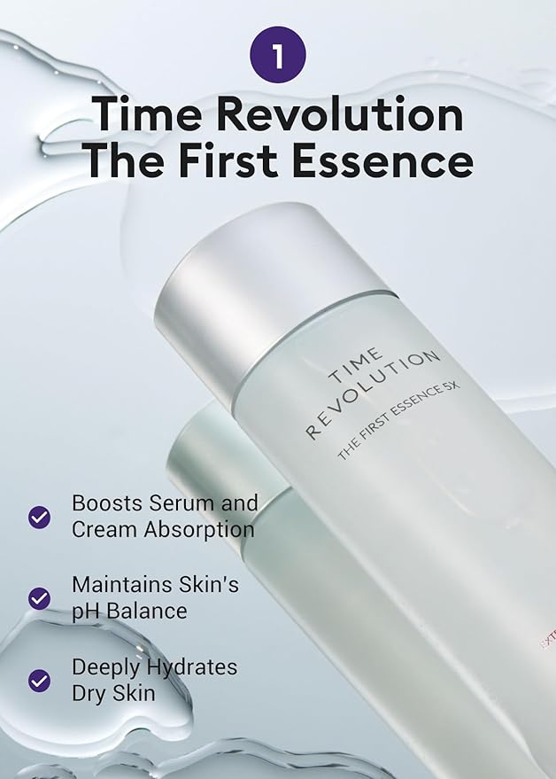 MISSHA Time Revolution Gift Set The First Essence 5X & Night Repair Ampoule 5X for Radiant, Youthful Skin