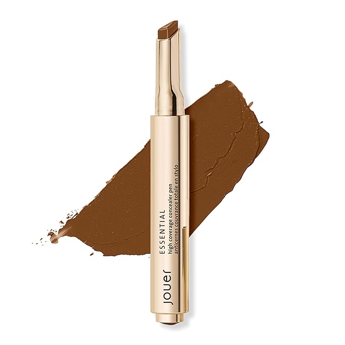 Jouer Essential High Coverage Concealer Pen - Under Eye Concealer for Dark Circles - Brightening Makeup for Eye Circles - Color Corrector Eye Primer with Hyaluronic Acid and Vitamin E