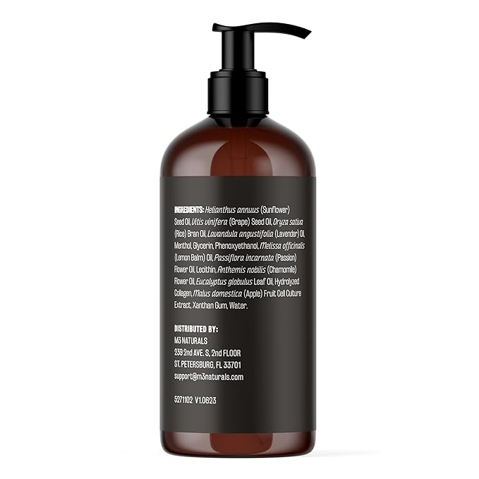 Lavender Sensual Massage Oil with Collagen and Stem Cells, Skin Tightening Therapy for Bum, Thighs, and Belly, Fast-Absorbing Cellulite Oil by M3 Naturals
