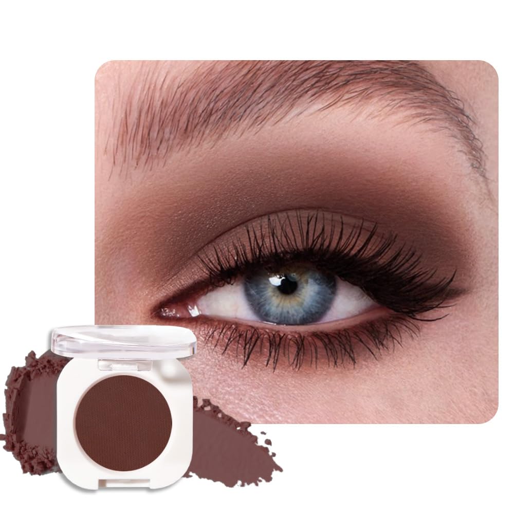 Coffee Matte Eyeshadow Palette for Women, Single Monochrome Eye Shadow Makeup, Shiny Pressed Powder, Blendable Natural sombras para ojos, Holographic,Vegan,Travel -27