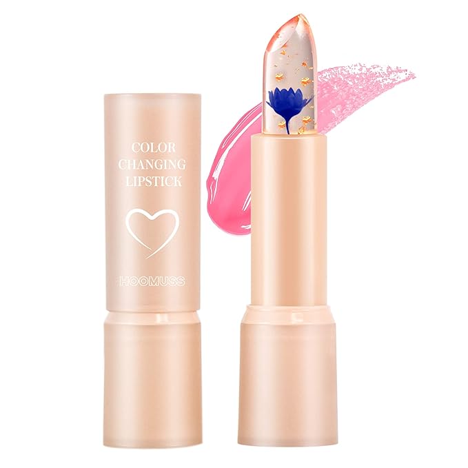 Flower Lip Balm - Color Changing Lipstick Jelly Lip Stain for Perfect Pink Shade, Unique pH Lip Balm for Your Lips, Vegan Flower Balm (Blue Flower)